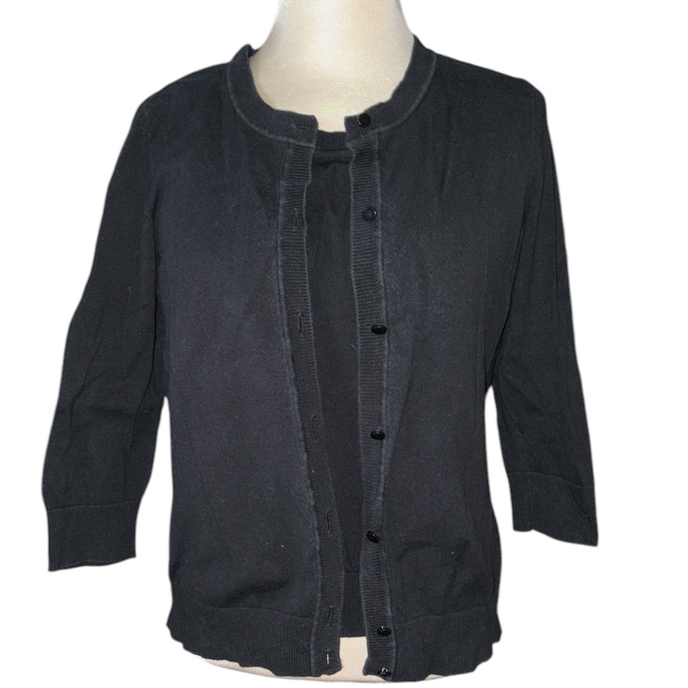 Talbots 2 pc sweater set 3/4 sleeves button up front Pima cotton Sz Med Petite